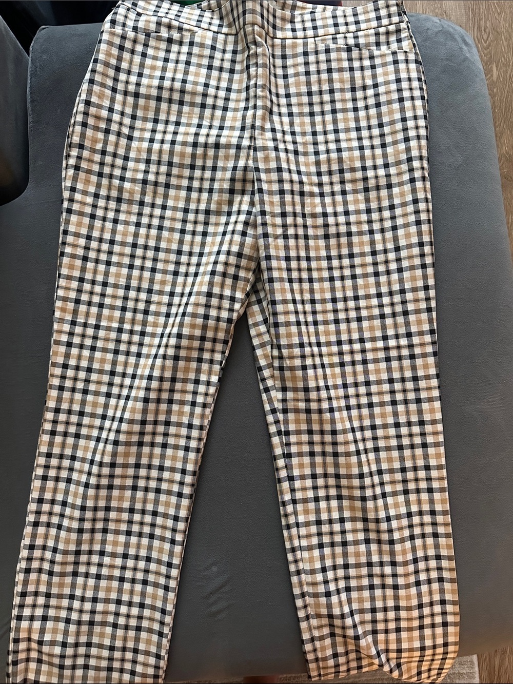 LOFT Plaid Chinos in Beige, Black, and Cream